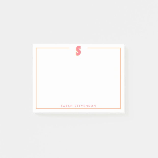 Eleganter personalisierter Monogramm-3D-Buchstabe  Post-it Klebezettel (Vorderseite)