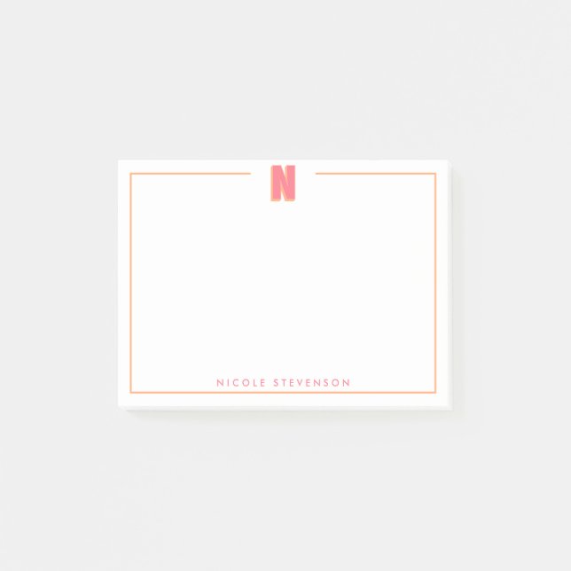 Eleganter personalisierter Monogramm-3D-Buchstabe  Post-it Klebezettel (Vorderseite)