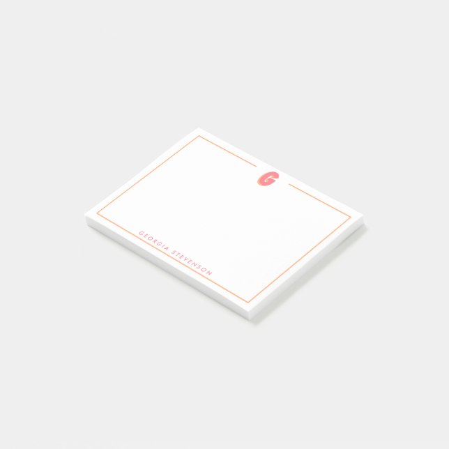 Eleganter personalisierter Monogramm-3D-Buchstabe  Post-it Klebezettel (angewinkelt)