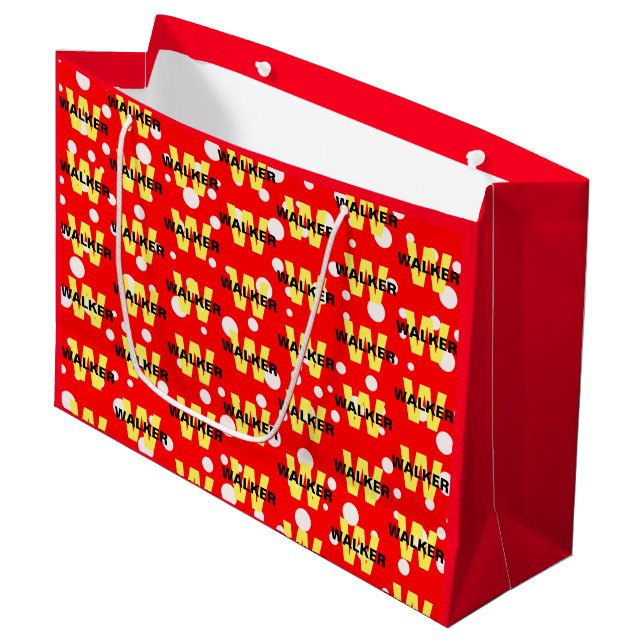 Eleganter Personalisierter Monogramm Name Bright R Große Geschenktüte (Vorderseite Schrägansicht)
