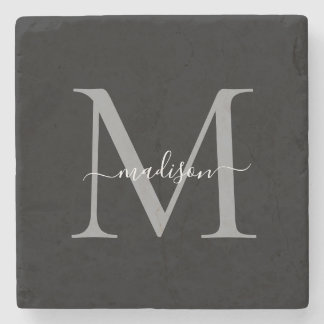 Eleganter personalisierter Monogramm- & Namensstei Steinuntersetzer