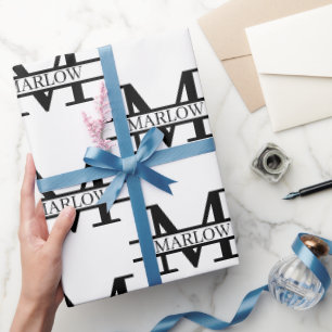 Eleganter Personalisierter Monogrammname Geschenkpapier