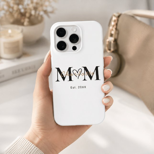Eleganter personalisierter Mutter-Name-Est-Jahr-Ha iPhone Hülle (Von Creator hochgeladen)