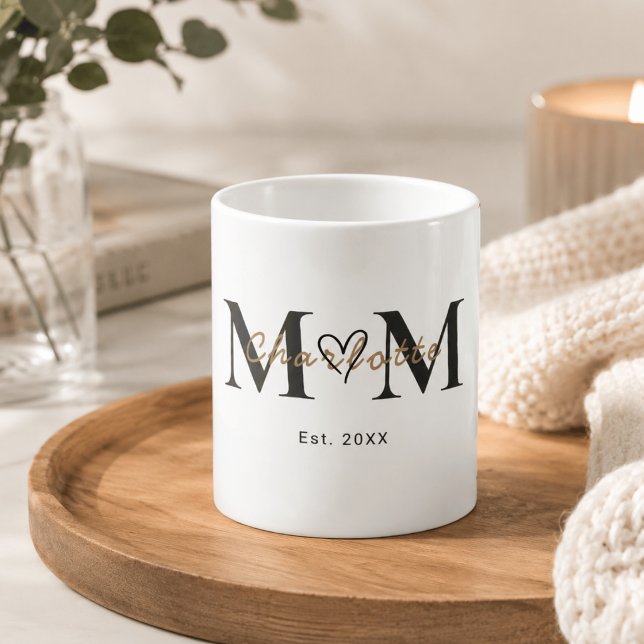 Eleganter personalisierter Mutter-Name-Existenzjah Kaffeetasse (Von Creator hochgeladen)