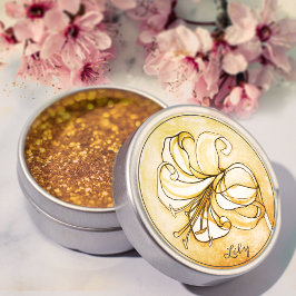 Eleganter Personalisierter Name der Lily Watercolo Runder Aufkleber