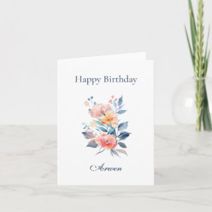 Eleganter personalisierter Name Floral Arwen Karte