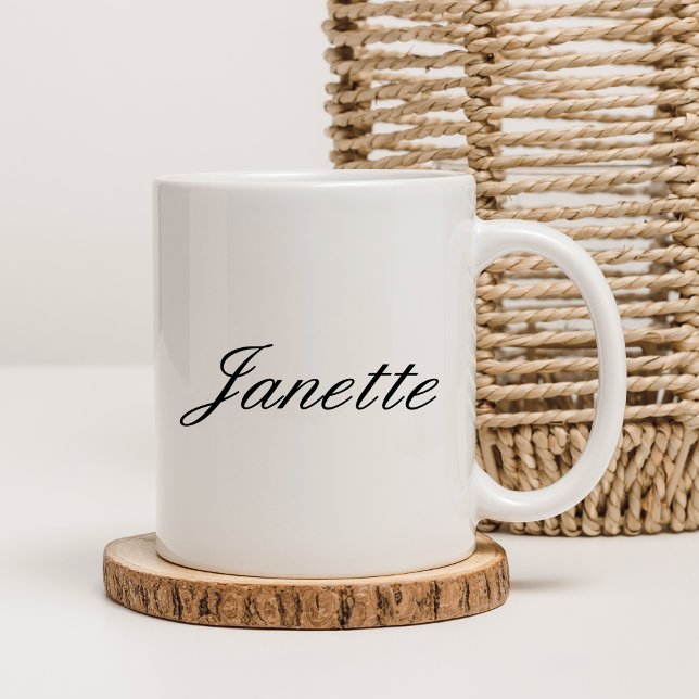 Eleganter Personalisierter Name für Schwarzes Skri Kaffeetasse (Von Creator hochgeladen)