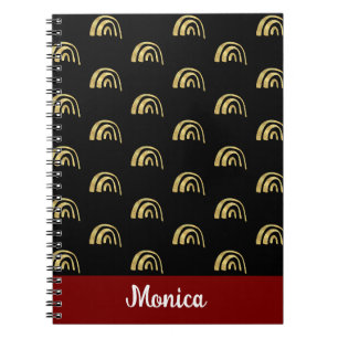 Eleganter personalisierter Name Gold-Regenbogen-Mu Notizblock