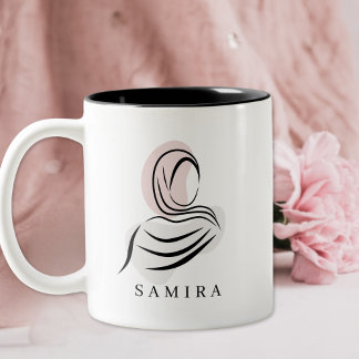 Eleganter personalisierter Name Hijab Becher | Qur Zweifarbige Tasse