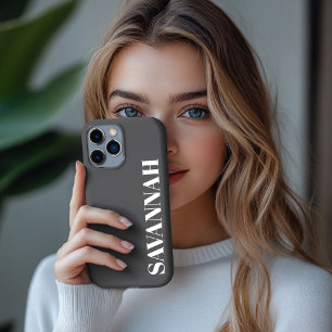 Eleganter personalisierter Name in Holzkohle einfa Case-Mate iPhone Hülle