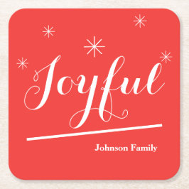 Eleganter Personalisierter Name Joyful Red Rechteckiger Pappuntersetzer