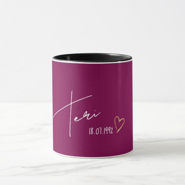 Eleganter Personalisierter Name Modernes Geschenk Tasse (Zentrum)