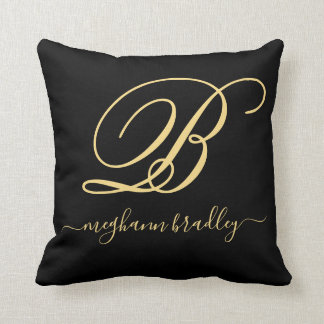Eleganter Personalisierter Name Schwarz Mit Monog Kissen