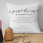 Eleganter Personalisierter Oma-Definition-Sake Kissen<br><div class="desc">Schicke deiner Oma ein schönes personalisiertes Geschenk, das sie schätzen wird. Das Kopfkissen ist wie ein Wörterbuch mit "Oma", das in einem schönen handgeschriebenen Schriftstil entworfen wurde. Personalisieren Sie die Definition/Botschaft Ihrer eigenen Oma zusammen mit den Namen Ihrer Familienmitglieder. Ein tolles Geschenk für Geburtstage, Jubiläen, Ruhestand und vieles mehr! Design...</div>