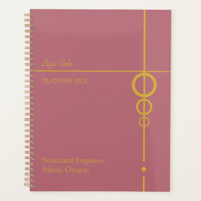 Eleganter Personalisierter Planer aus Schwarz und  (Vorderseite)