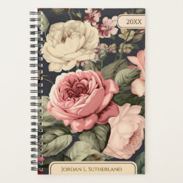 Eleganter personalisierter rosa und elfenbeinfarbe planer