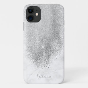 Eleganter personalisierter silberner Glitzer, weiß Case-Mate iPhone Hülle