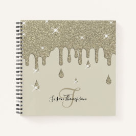 Eleganter Personalisierter Silver Tropfen Glitzer  Notizbuch