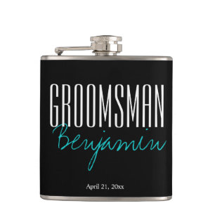 Eleganter Personalisierter TRAUZEUGE Black Flask Flachmann