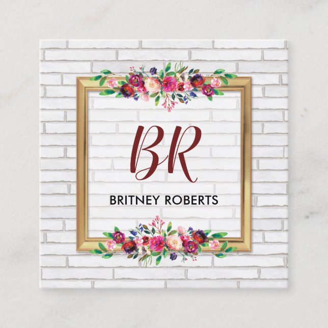 Eleganter Personalisierter Vintager Goldener Herbs Quadratische Visitenkarte (Vorderseite)