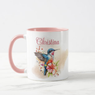 Eleganter Personalisierter Wasserfarben Hummingbir Tasse