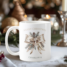 Eleganter personalisierter Weihnachts-Schleifen-Be Kaffeetasse