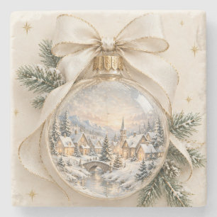 Eleganter personalisierter Weihnachts- Vintage-Sch Steinuntersetzer