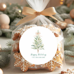 Eleganter Personalisierter Weihnachtsbaum Runder Aufkleber