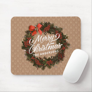 Eleganter personalisierter Weihnachtskranz Mausp Mousepad