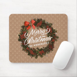 Eleganter Personalisierter Weihnachtskranz | Mouse Mousepad
