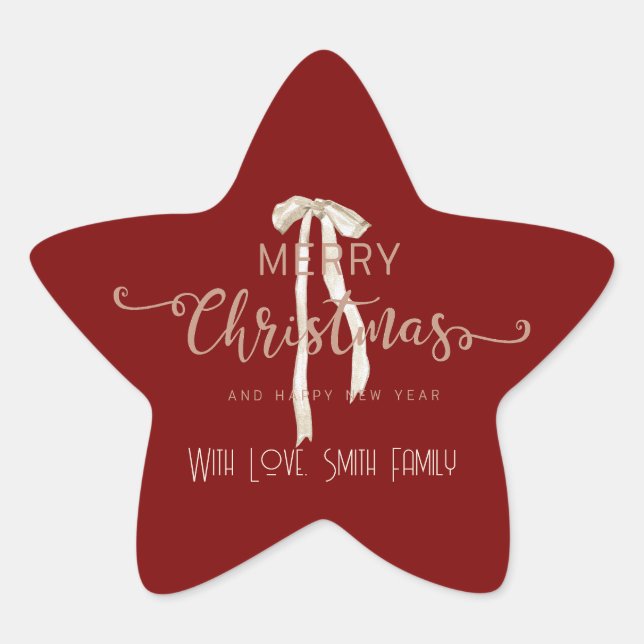 Eleganter personalisierter Weihnachtsstern - Benut Stern-Aufkleber (Vorderseite)