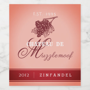 Eleganter Personalisierter Zinfandel-Farbton Weinetikett