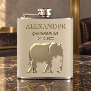 Eleganter persönlicher Elefant für den Trauzeugen Flachmann