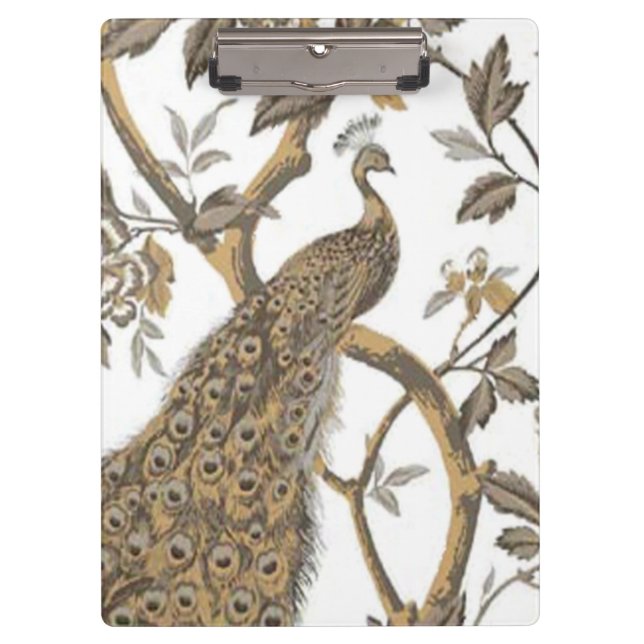 Eleganter Pfau auf der weißen Zwischenablage Klemmbrett (Vorderseite)