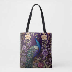 Eleganter Pfau Auf Lila William Morris Inspiriert