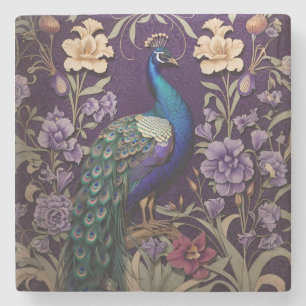 Eleganter Pfau Auf Lila William Morris Inspiriert Steinuntersetzer