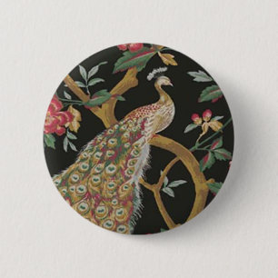 Eleganter Pfau auf schwarzer Taste Button