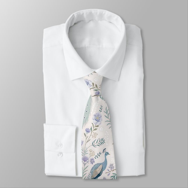 Eleganter Pfau Blumen Vintage (9) Krawatte (Gebunden)