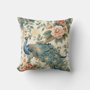 Eleganter Pfau Blumenmuster Kissen