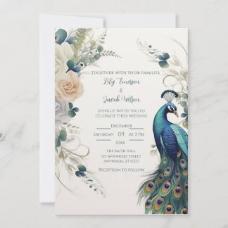 Eleganter Pfau Einladung