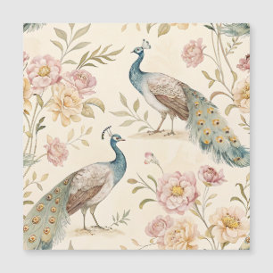Eleganter Pfau Floral Vintage (10) Magnetkarte