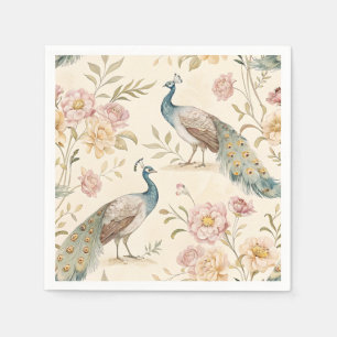 Eleganter Pfau Floral Vintage (10) Serviette