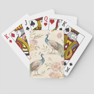 Eleganter Pfau Floral Vintage (10) Spielkarten