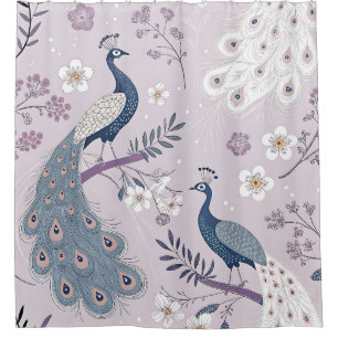 Eleganter Pfau Floral Vintage (11) Duschvorhang