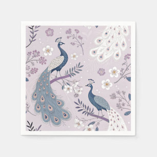 Eleganter Pfau Floral Vintage (11) Serviette