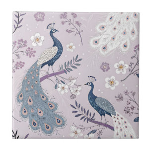 Eleganter Pfau Floral Vintage (14) Fliese