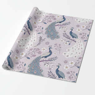 Eleganter Pfau Floral Vintage (4) Geschenkpapier