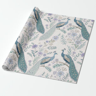 Eleganter Pfau Floral Vintage (5) Geschenkpapier