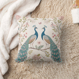 Eleganter Pfau Floral Vintage (5) Kissen