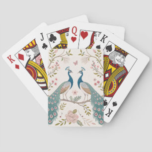 Eleganter Pfau Floral Vintage (5) Spielkarten